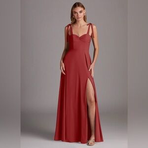 Azazie Marin Terracotta A-Line Sweetheart Neckline Stretch Chiffon Dress Sz 2 NW